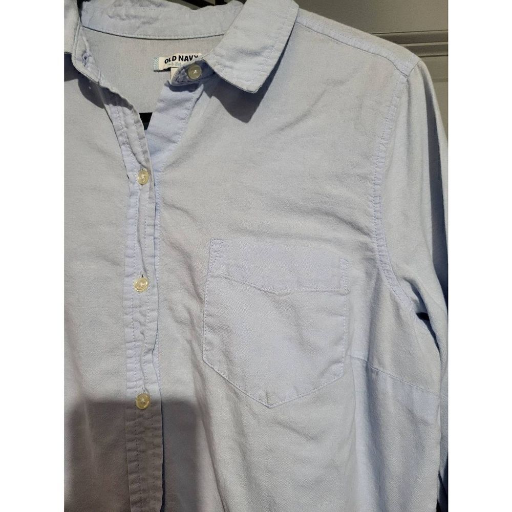 Old Navylight Blue Button-Down Collard Blouse - image 2